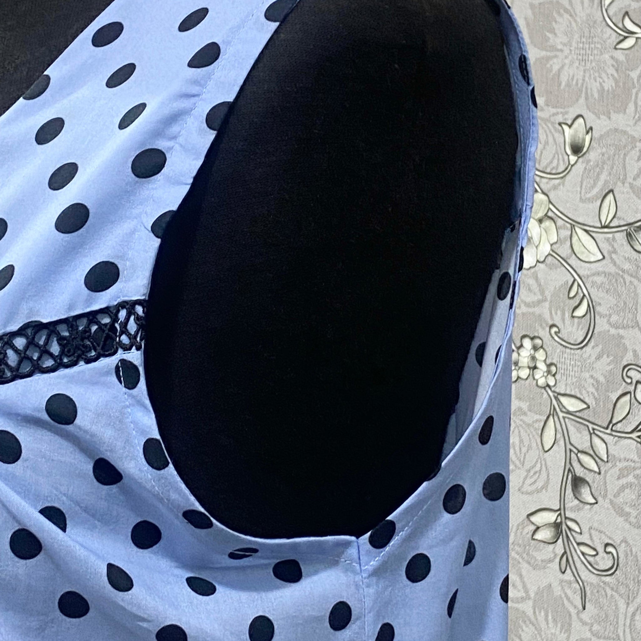 SoieRose 100% Cotton Blue Polka Dot Victorian Nightgown – Sleeveless Summer Nightdress SR-1210