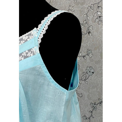 SoieRose 100% Cotton Celeste Sleeveless Nightgown with Straps - SR-1099