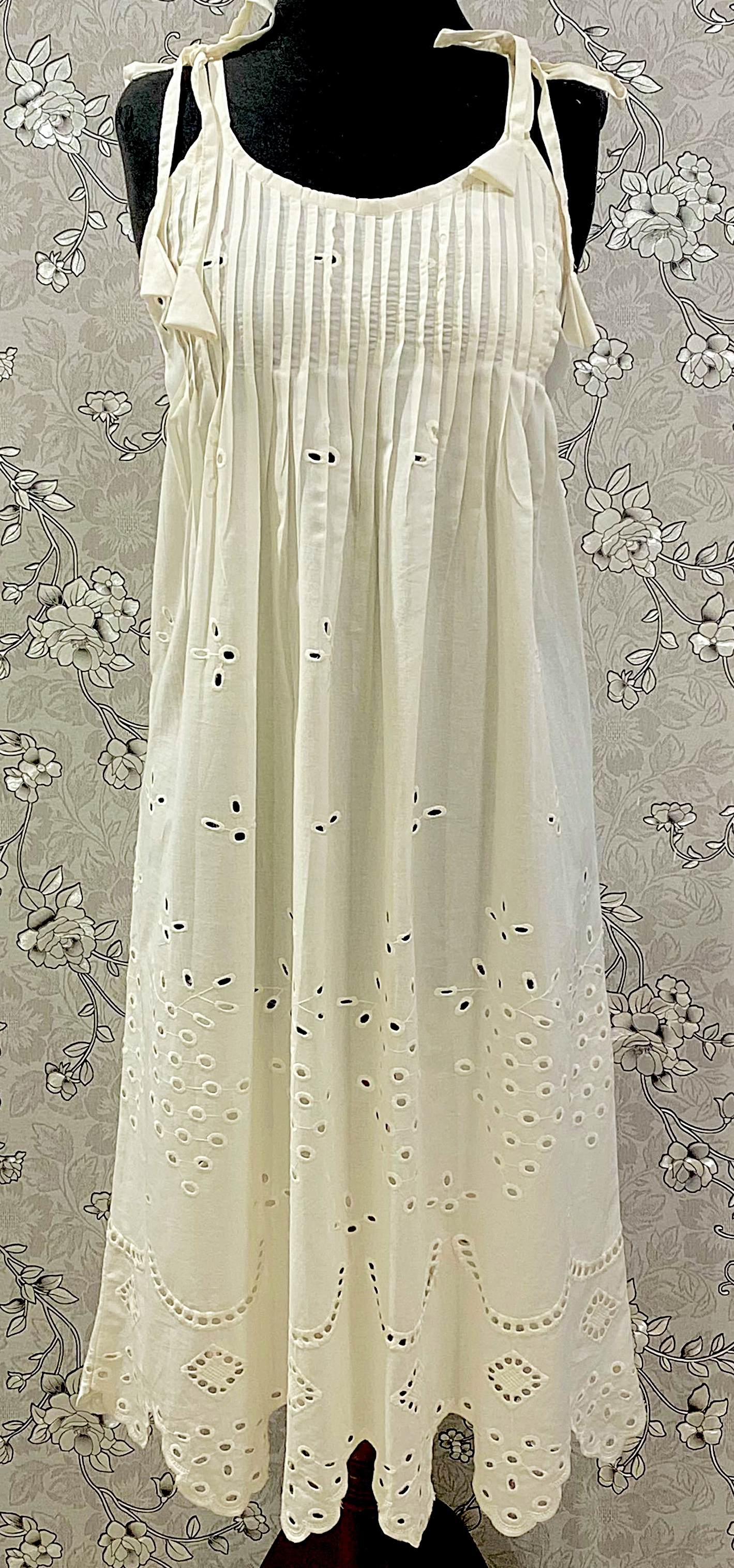 SoieRose White Cotton Victorian Nightgown SR-1188 Eyelet Lace Chemise