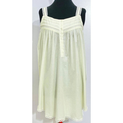 SoieRose 100% Cotton Ivory Victorian Sleeveless Nightgown – SR-1084