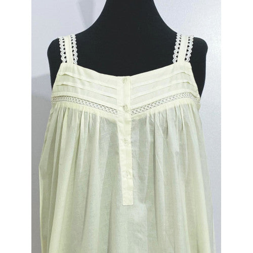 SoieRose 100% Cotton Ivory Victorian Sleeveless Nightgown – SR-1084