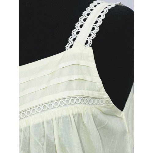 SoieRose 100% Cotton Ivory Victorian Sleeveless Nightgown – SR-1084