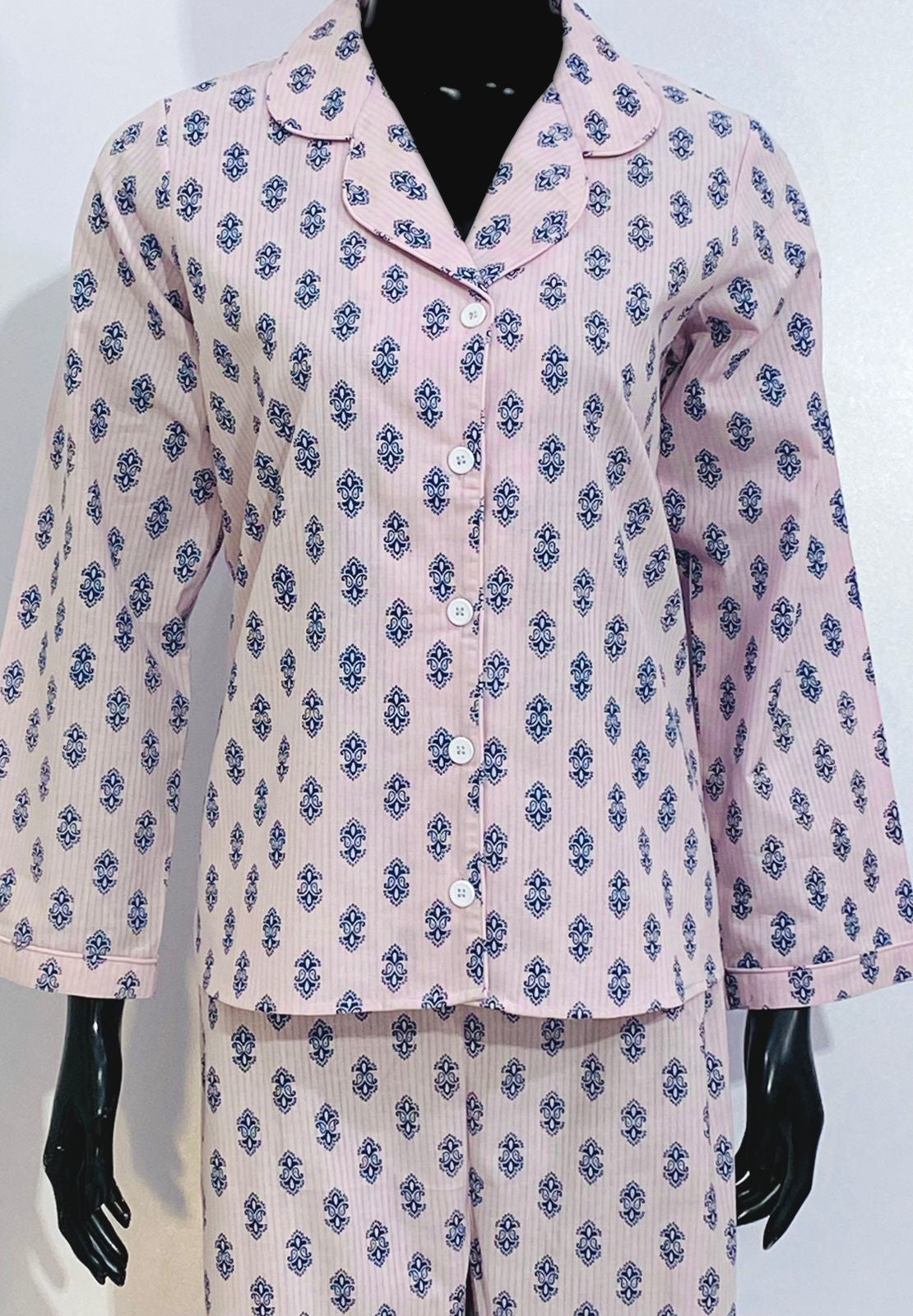 SoieRose 100% Cotton Light Purple Pink Print Pajama Set - SR1077