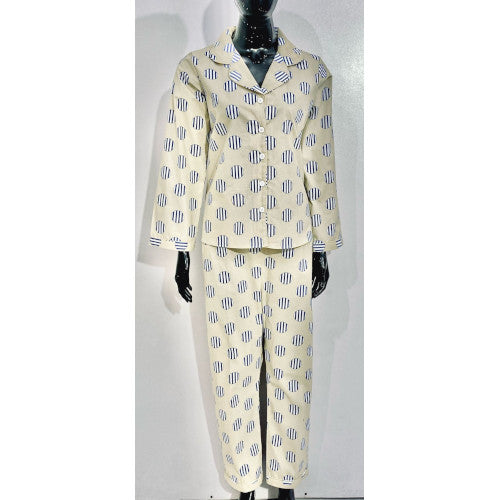 SoieRose 100% Cotton Long Sleeve Pajama Set – Malibu and Blue - SR-1087