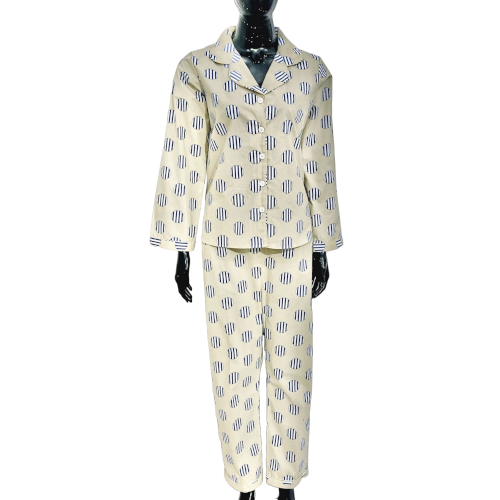 SoieRose 100% Cotton Long Sleeve Pajama Set – Malibu and Blue - SR-1087