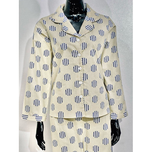 SoieRose 100% Cotton Long Sleeve Pajama Set – Malibu and Blue - SR-1087