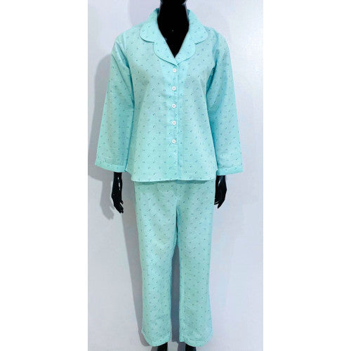 SoieRose Women's 100% Cotton White Self-Stripe Pajama Set - SR-1078