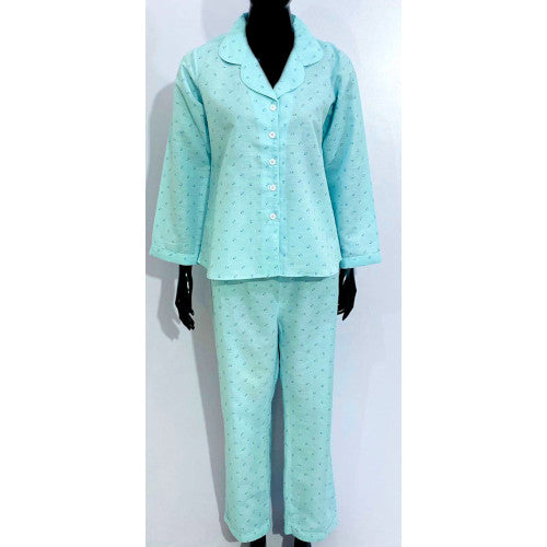 SoieRose Women's 100% Cotton White Self-Stripe Pajama Set - SR-1078