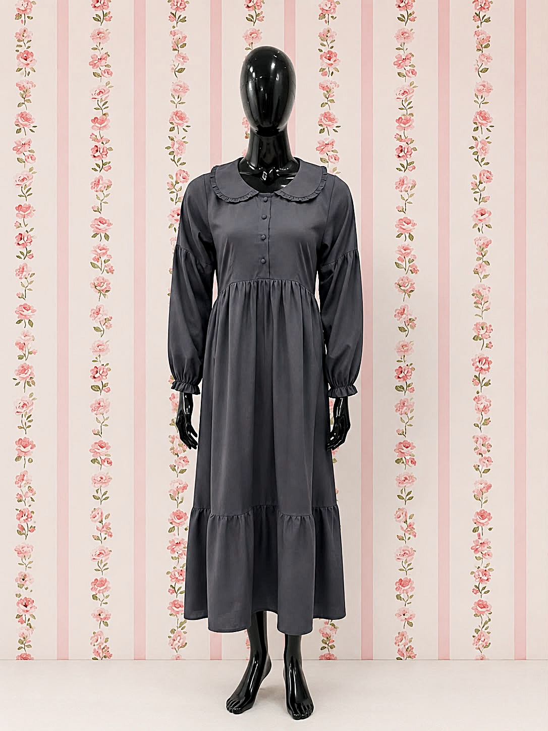 SoieRose 100% Cotton Slate Gray Prairie Maxi Dress - SR-1317