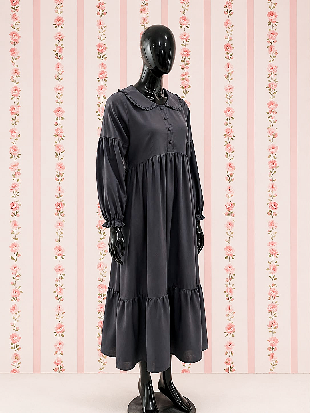 SoieRose 100% Cotton Slate Gray Prairie Maxi Dress - SR-1317