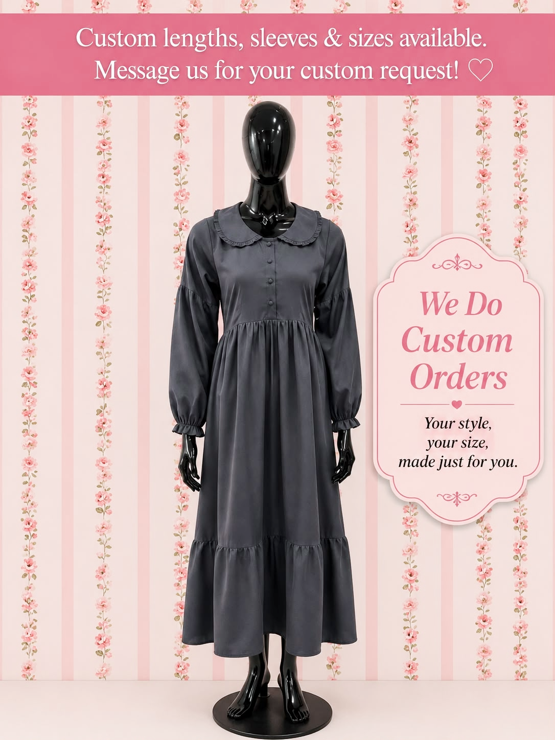 SoieRose 100% Cotton Slate Gray Prairie Maxi Dress - SR-1317