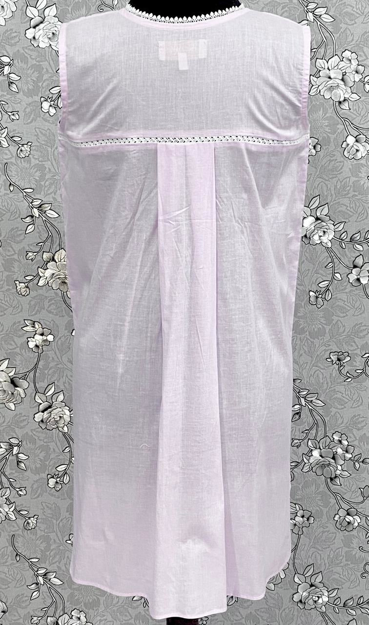 SoieRose 100% Cotton Sleeveless Eyelet Detail Victorian Cotton Nightgown - SR1145 - Pale Pink