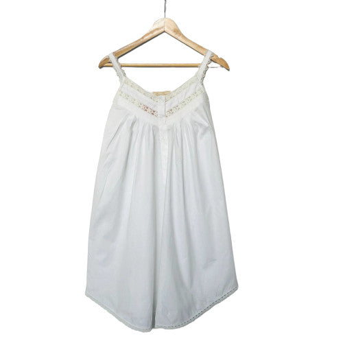 SoieRose 100% Cotton Two Tone White Elegant Lace Trimmed Nightgown - SR-1047