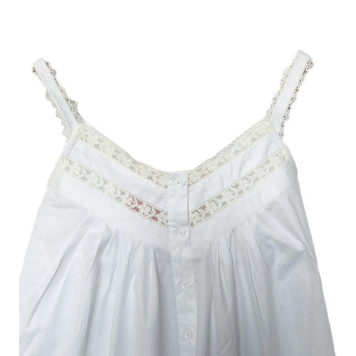 SoieRose 100% Cotton Two Tone White Elegant Lace Trimmed Nightgown - SR-1047