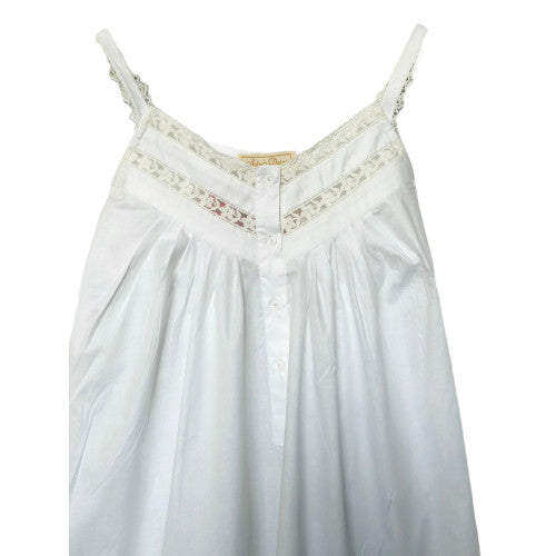 SoieRose 100% Cotton Two Tone White Elegant Lace Trimmed Nightgown - SR-1047