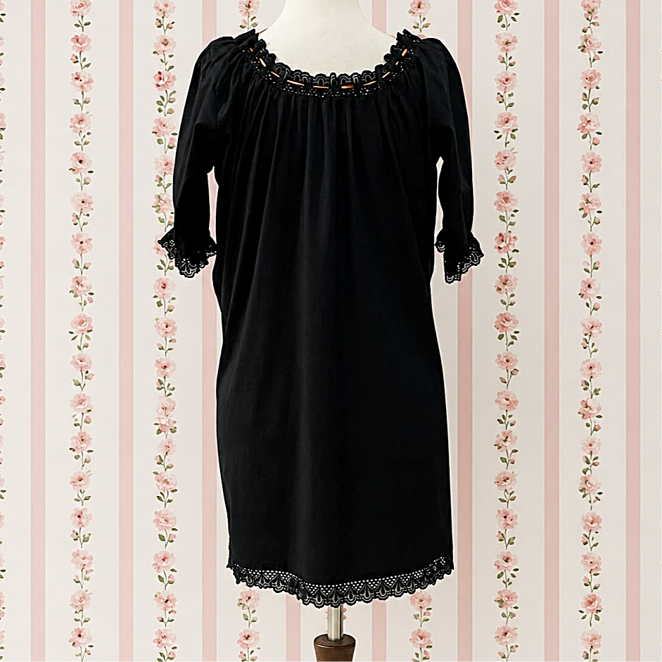 SoieRose 100% Cotton Victorian Lace Trim Romantic Cottagecore Nightgown SR-1342