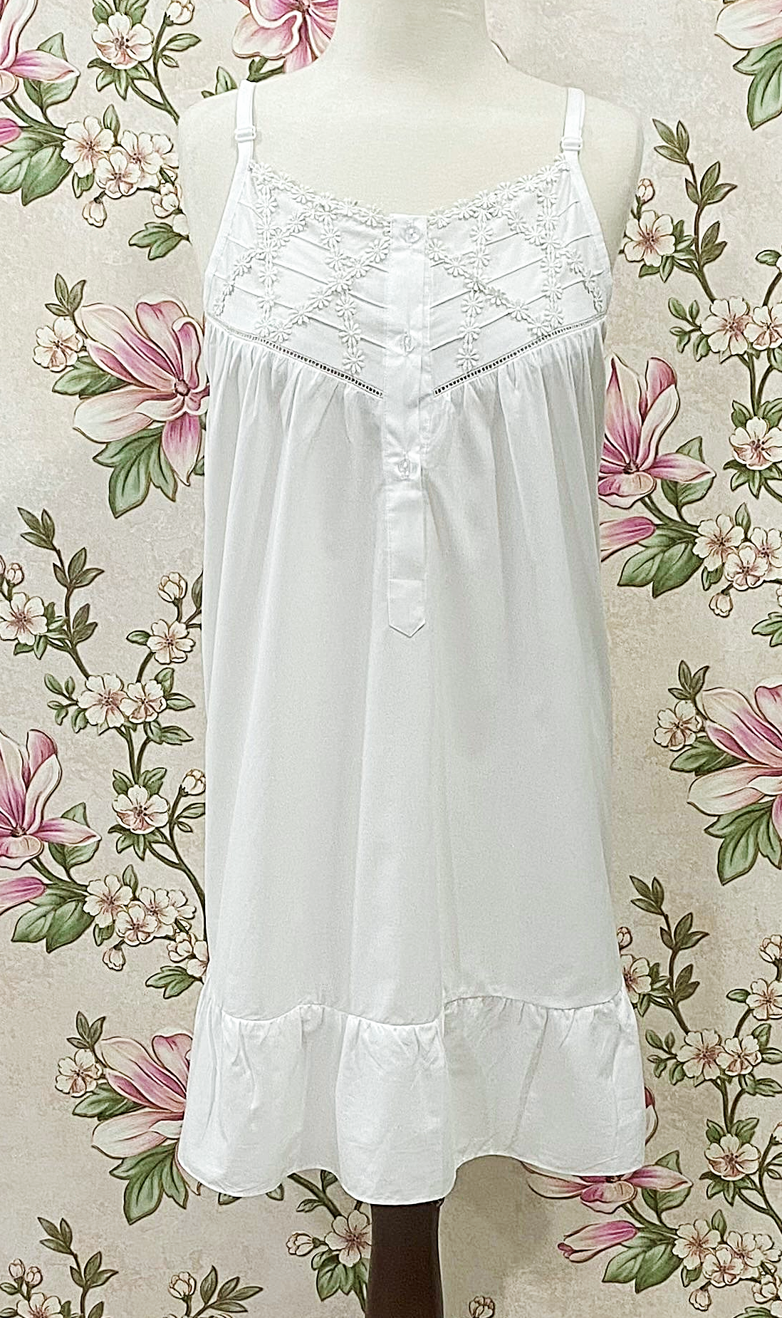 SoieRose 100% Cotton Victorian Nightgown Lace Trim Cottagecore Prairie Nightgown SR-1274