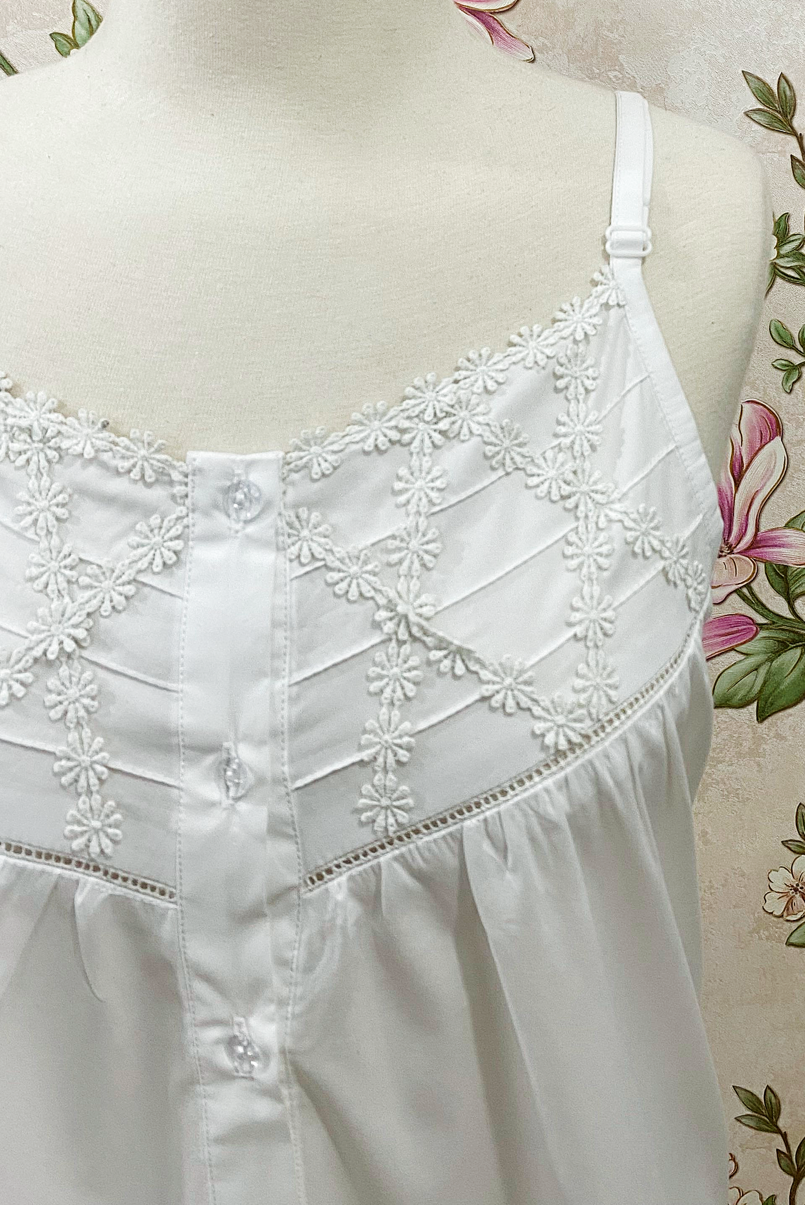 SoieRose 100% Cotton Victorian Nightgown Lace Trim Cottagecore Prairie Nightgown SR-1274
