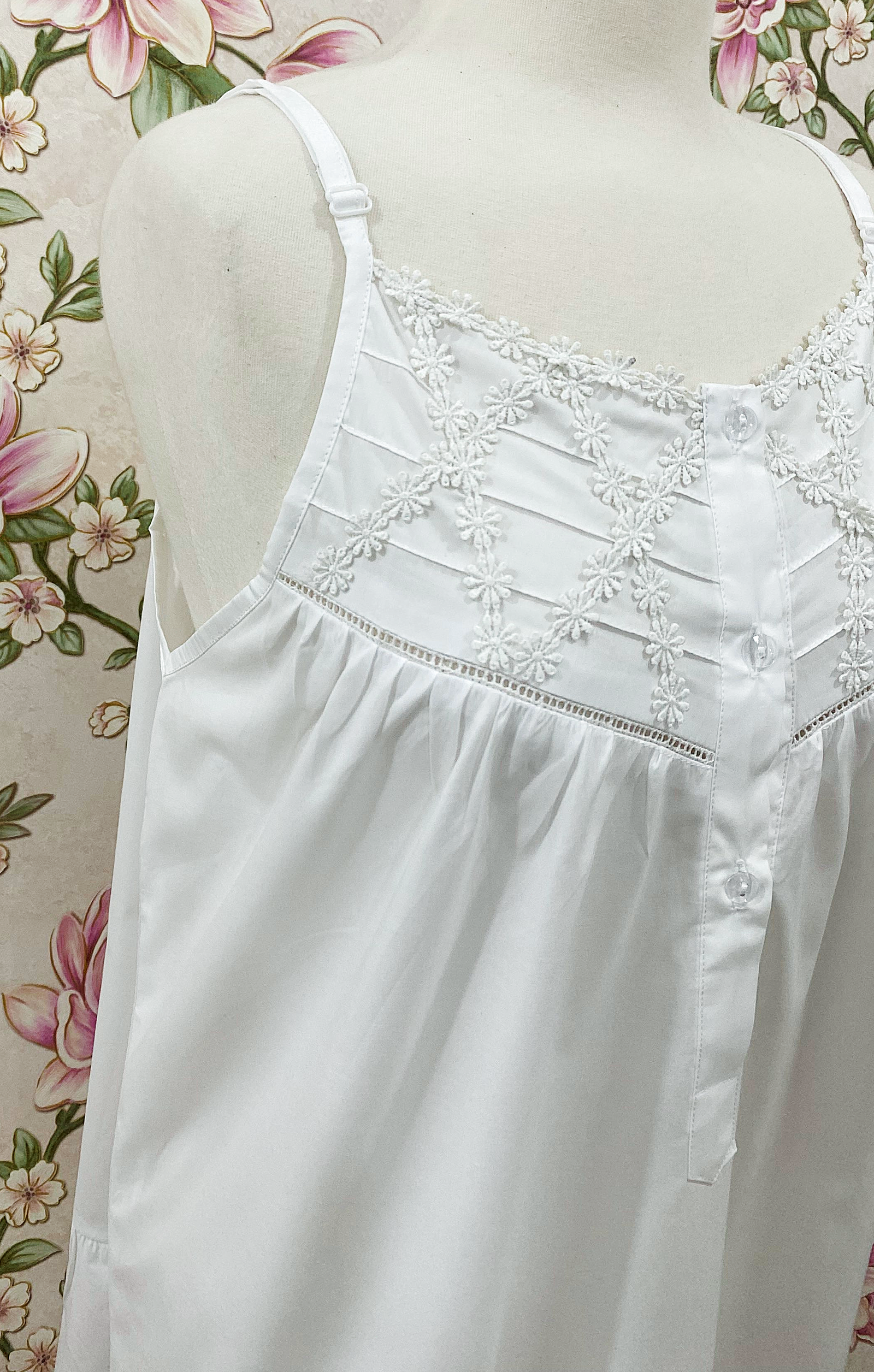 SoieRose 100% Cotton Victorian Nightgown Lace Trim Cottagecore Prairie Nightgown SR-1274