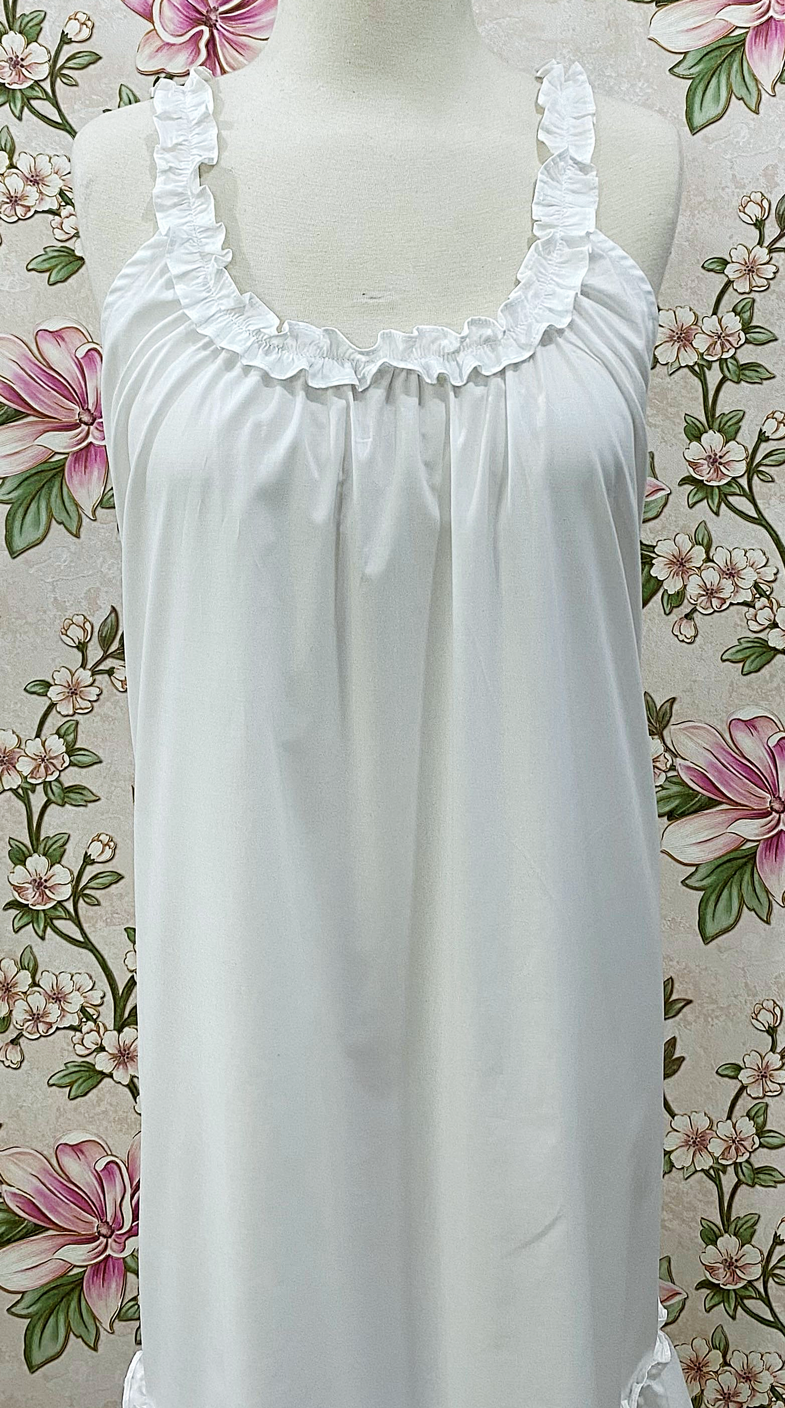 SoieRose 100% Cotton Victorian Nightgown Ruffle Hem Cottagecore Vintage Inspired Nightgown - SR-1276