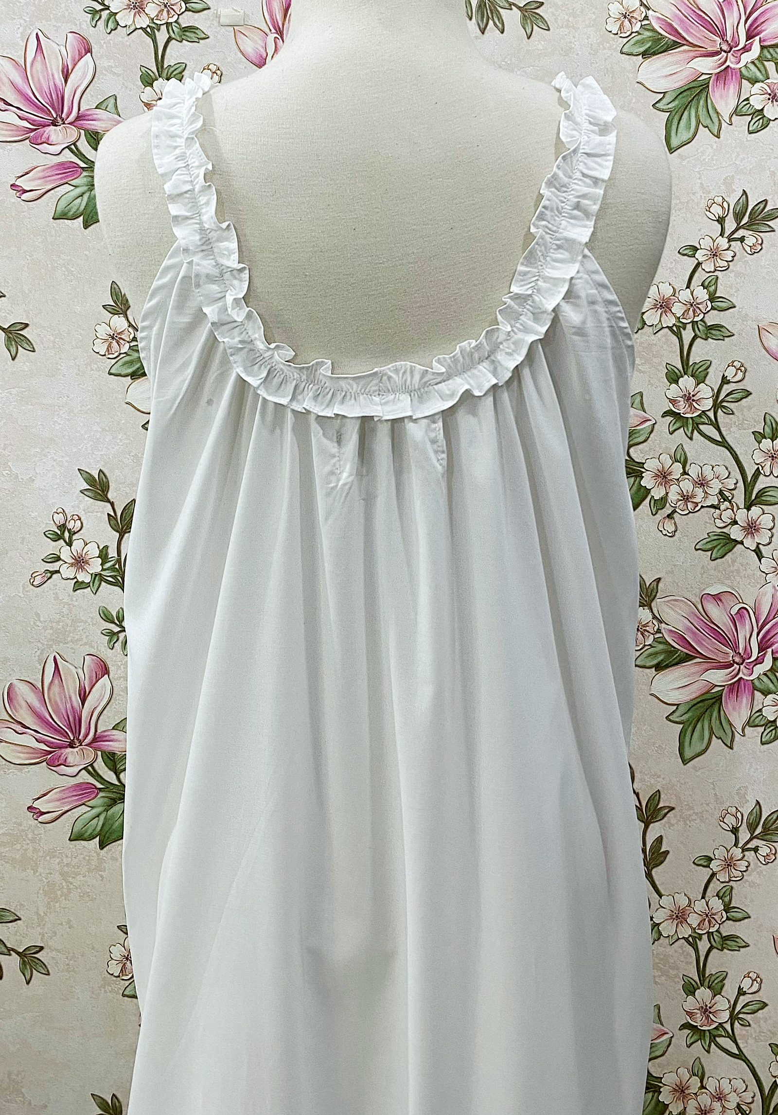 SoieRose 100% Cotton Victorian Nightgown Ruffle Hem Cottagecore Vintage Inspired Nightgown - SR-1276