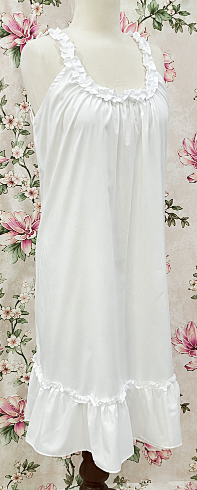 SoieRose 100% Cotton Victorian Nightgown Ruffle Hem Cottagecore Vintage Inspired Nightgown - SR-1276