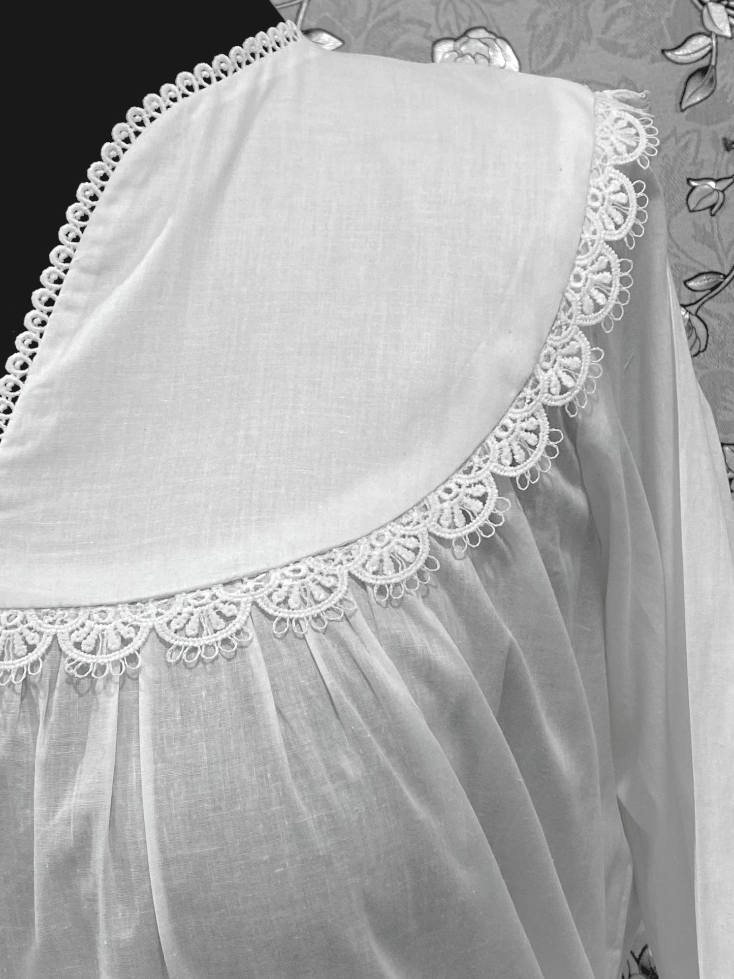 SoieRose 100% Cotton Victorian Nightgown – Long Sleeve White Vintage Sleepwear SR-1208