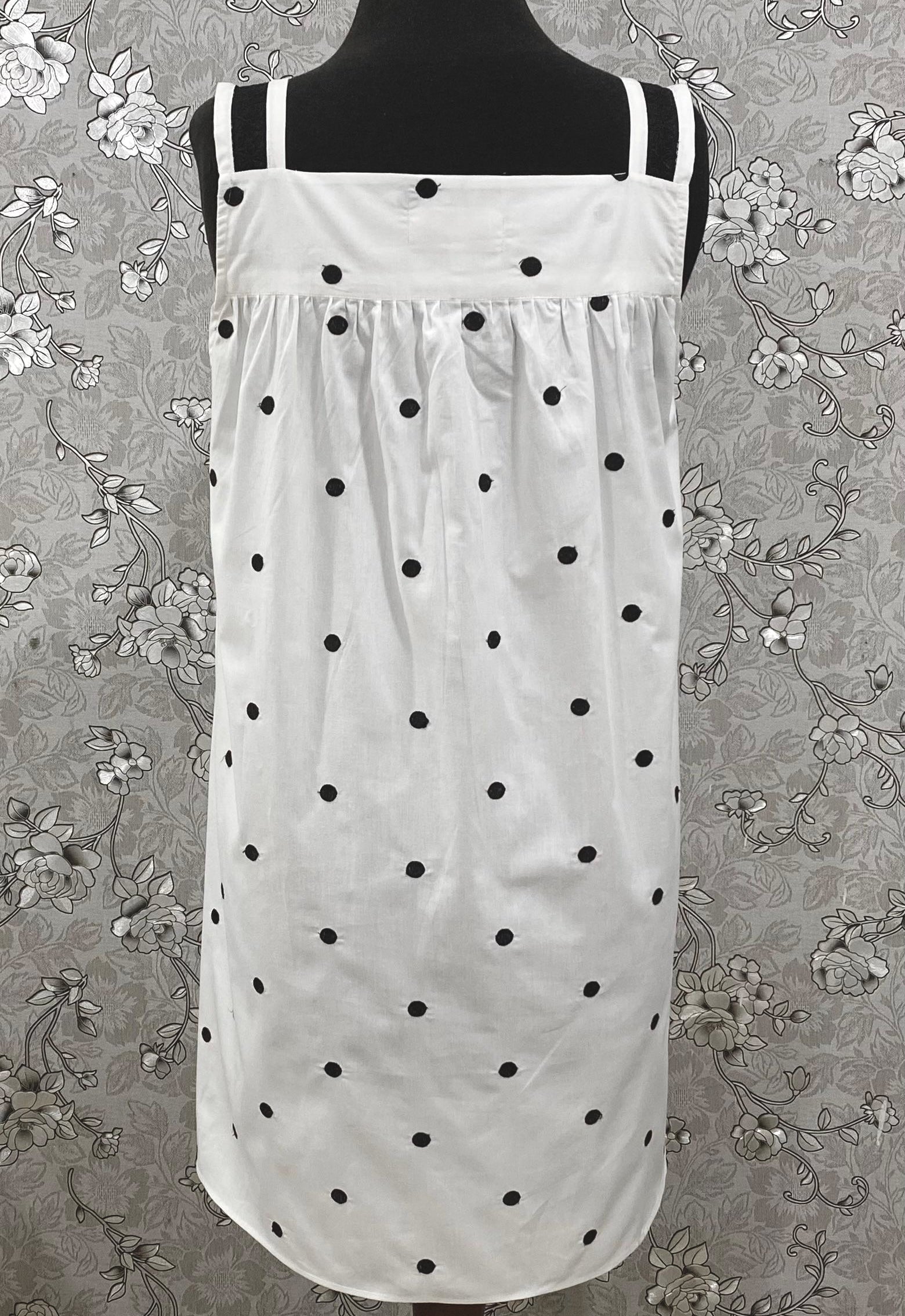 SoieRose 100% Cotton Victorian Nightgown – Polka Dot Sleeveless Nightdress SR-1199