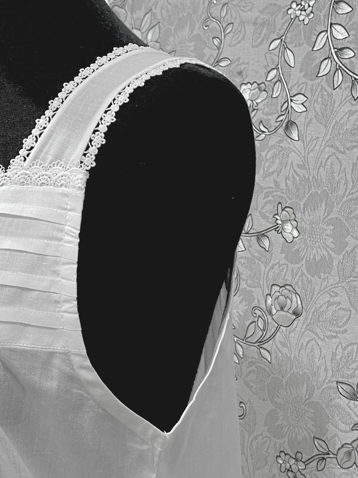 SoieRose 100% Cotton Victorian Nightgown – White Sleeveless Button Front Nightdress with Lace Trim & Pintuck Yoke – SR-1207