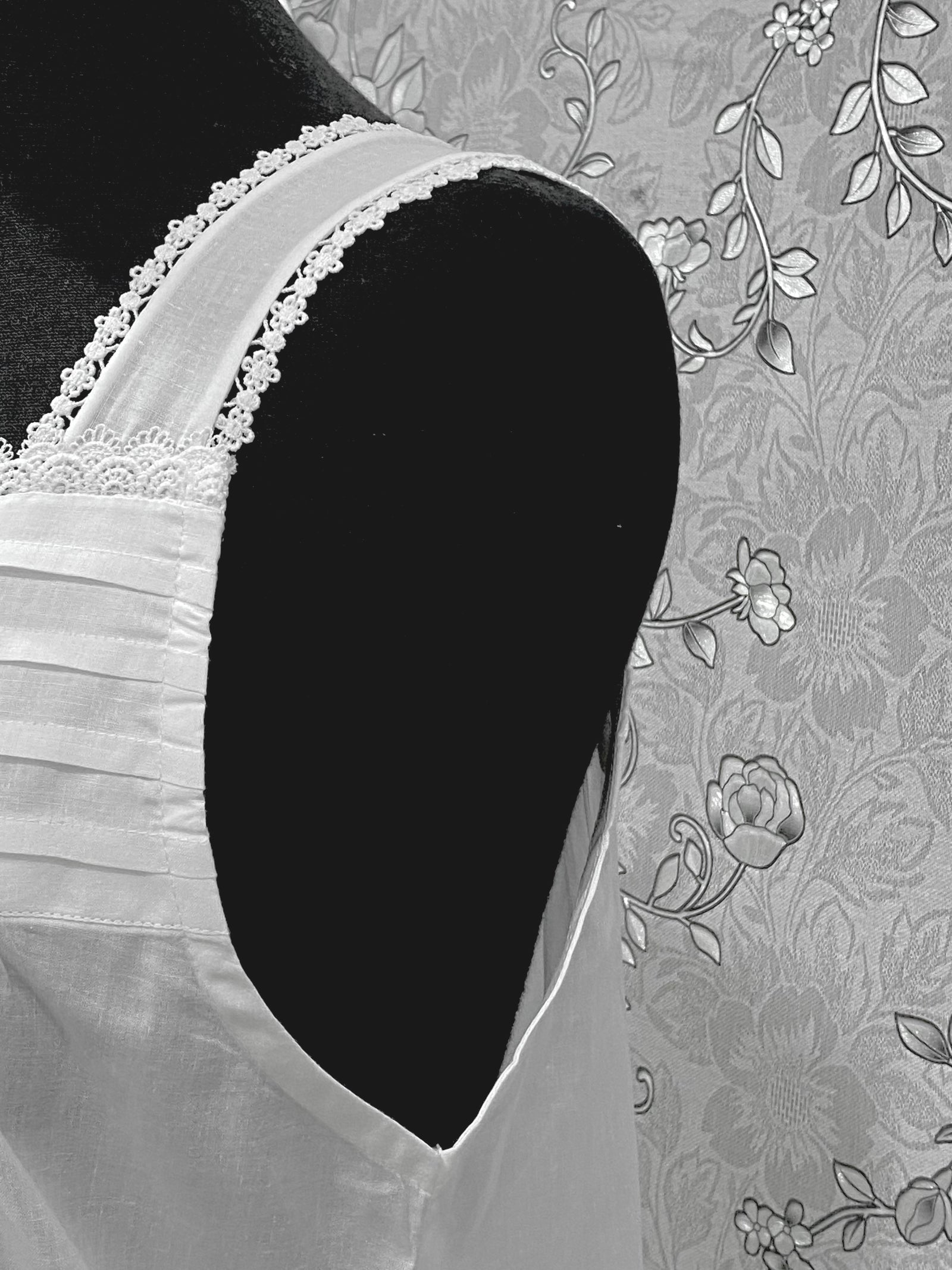 SoieRose 100% Cotton Victorian Nightgown – White Sleeveless Button Front Nightdress with Lace Trim & Pintuck Yoke – SR-1207