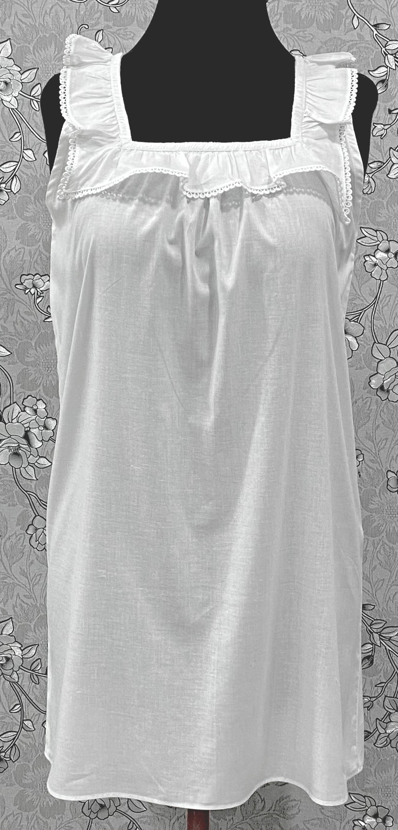 SoieRose SR-1183 Victorian Nightgown 100% Cotton Lace Ruffle Straps