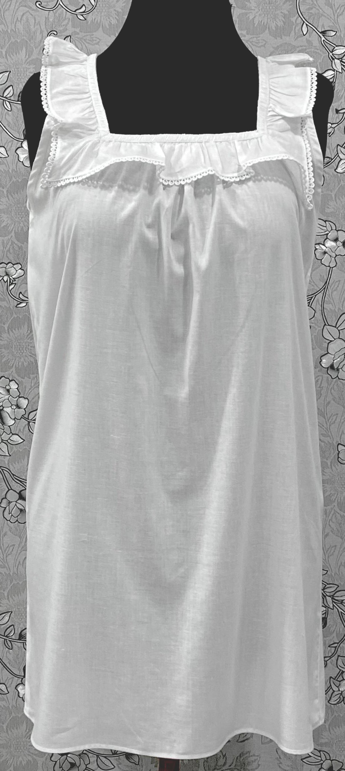 SoieRose SR-1183 Victorian Nightgown 100% Cotton Lace Ruffle Straps