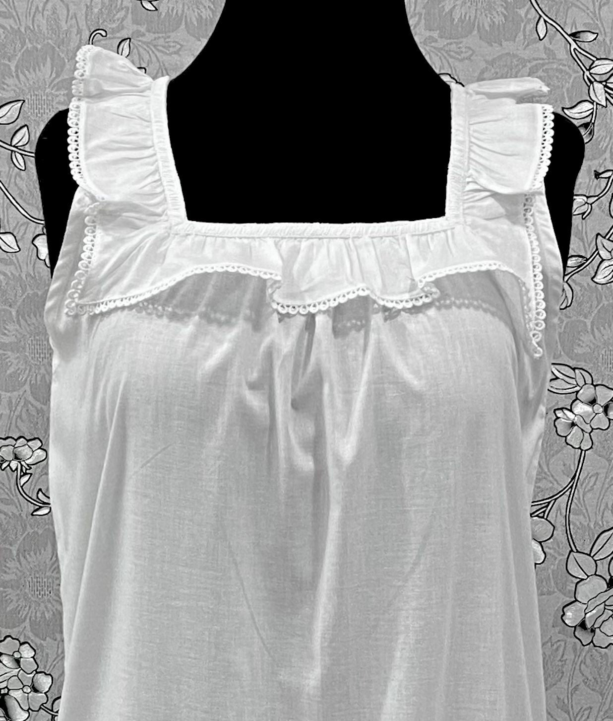 SoieRose SR-1183 Victorian Nightgown 100% Cotton Lace Ruffle Straps