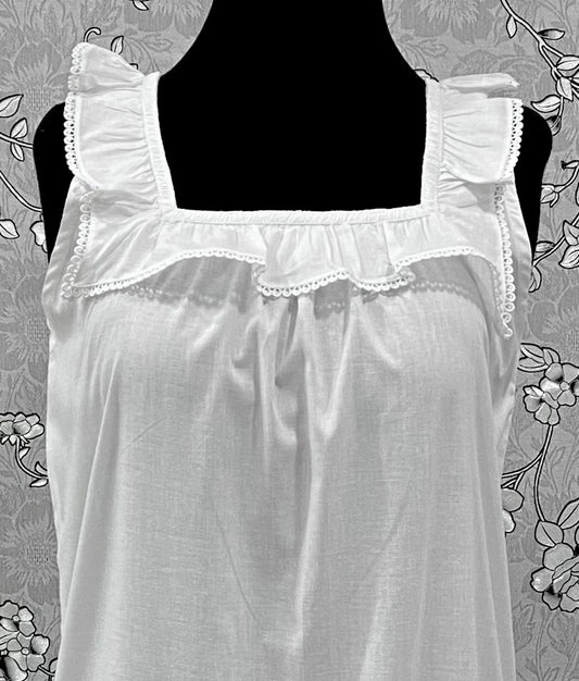 SoieRose SR-1183 Victorian Nightgown 100% Cotton Lace Ruffle Straps