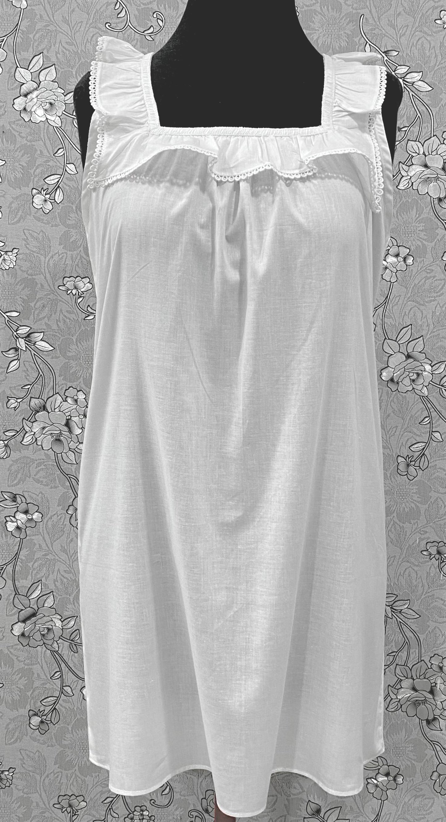 SoieRose SR-1183 Victorian Nightgown 100% Cotton Lace Ruffle Straps