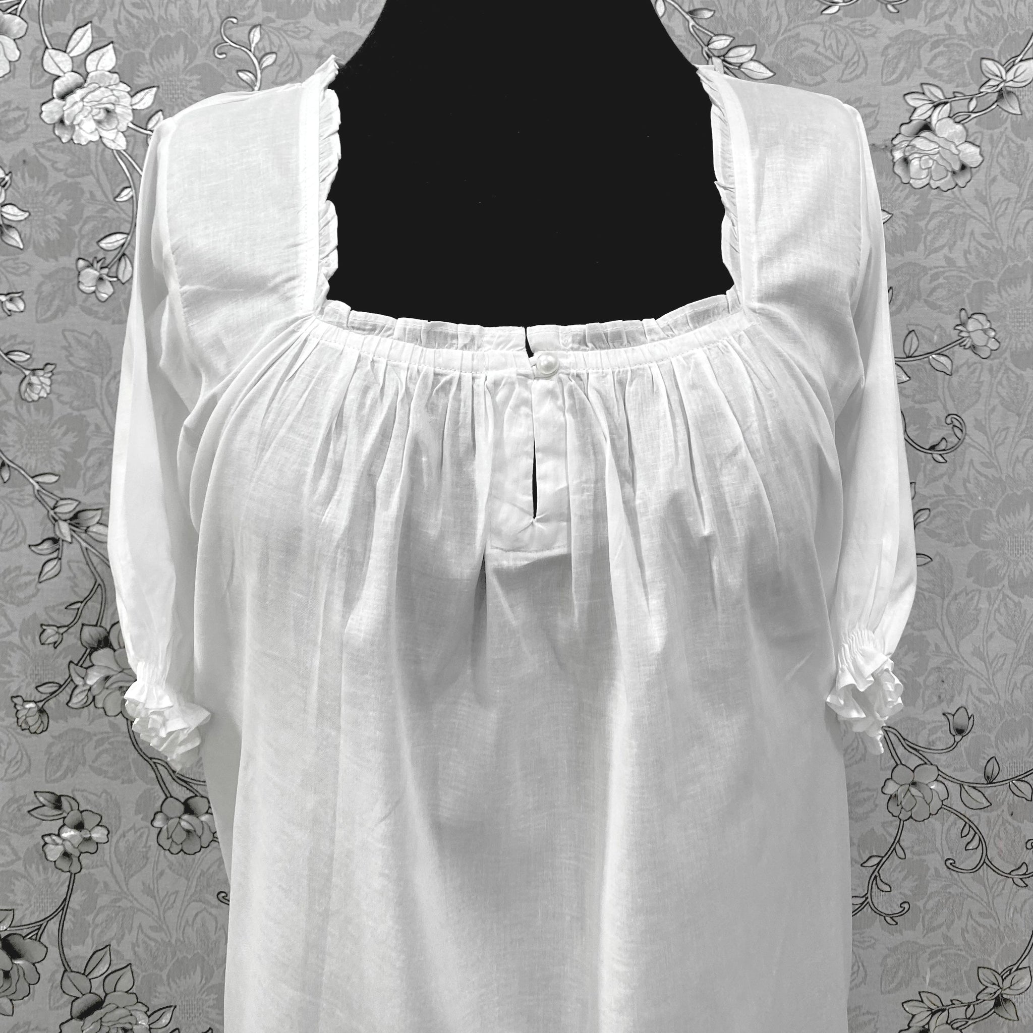 SoieRose 100% Cotton Victorian Short Nightgown with Lace Trim – SR-1222