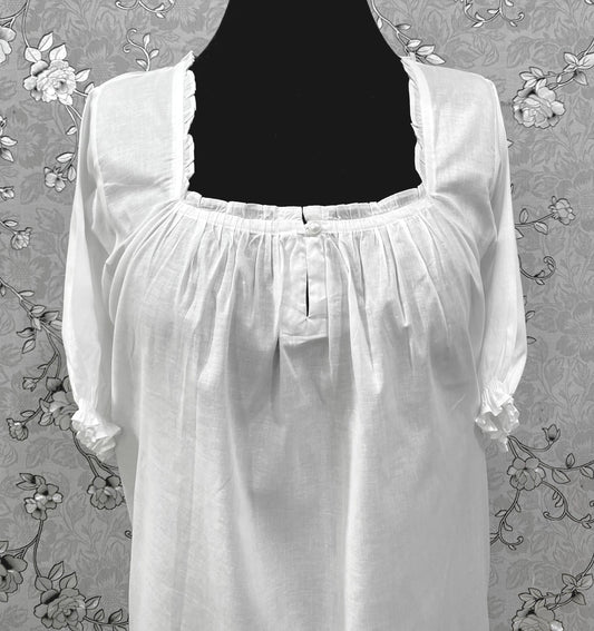 SoieRose 100% Cotton Victorian Short Nightgown with Lace Trim – SR-1222