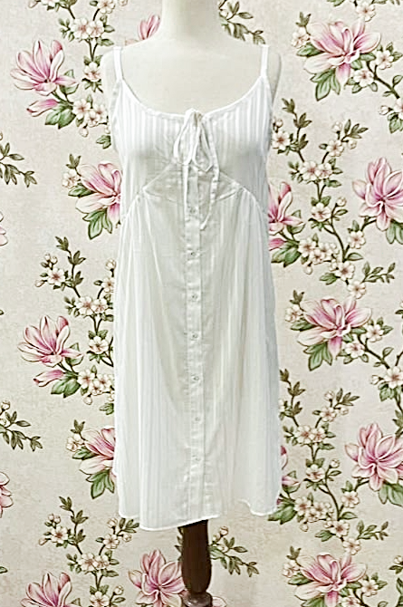 SoieRose 100% Cotton Victorian Sleeveless Button Front Cottagecore Nightgown - SR-1294