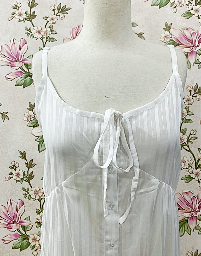 SoieRose 100% Cotton Victorian Sleeveless Button Front Cottagecore Nightgown - SR-1294