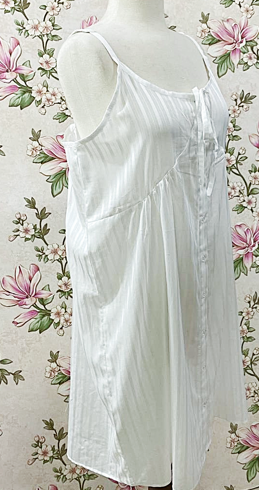 SoieRose 100% Cotton Victorian Sleeveless Button Front Cottagecore Nightgown - SR-1294