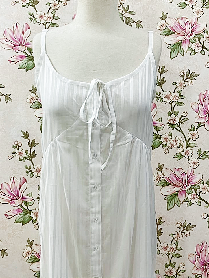 SoieRose 100% Cotton Victorian Sleeveless Button Front Cottagecore Nightgown - SR-1294