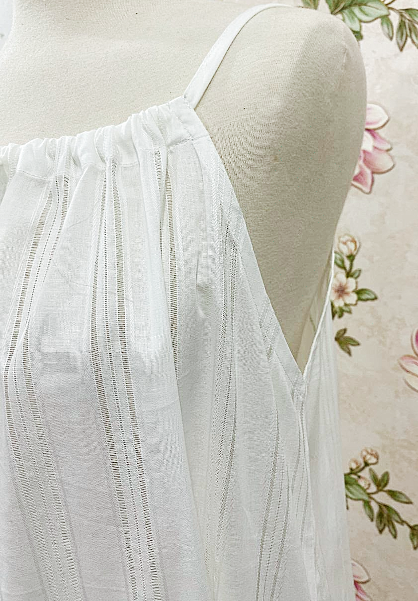 SoieRose 100% Cotton Victorian Sleeveless Cottagecore Nightgown - SR-1301