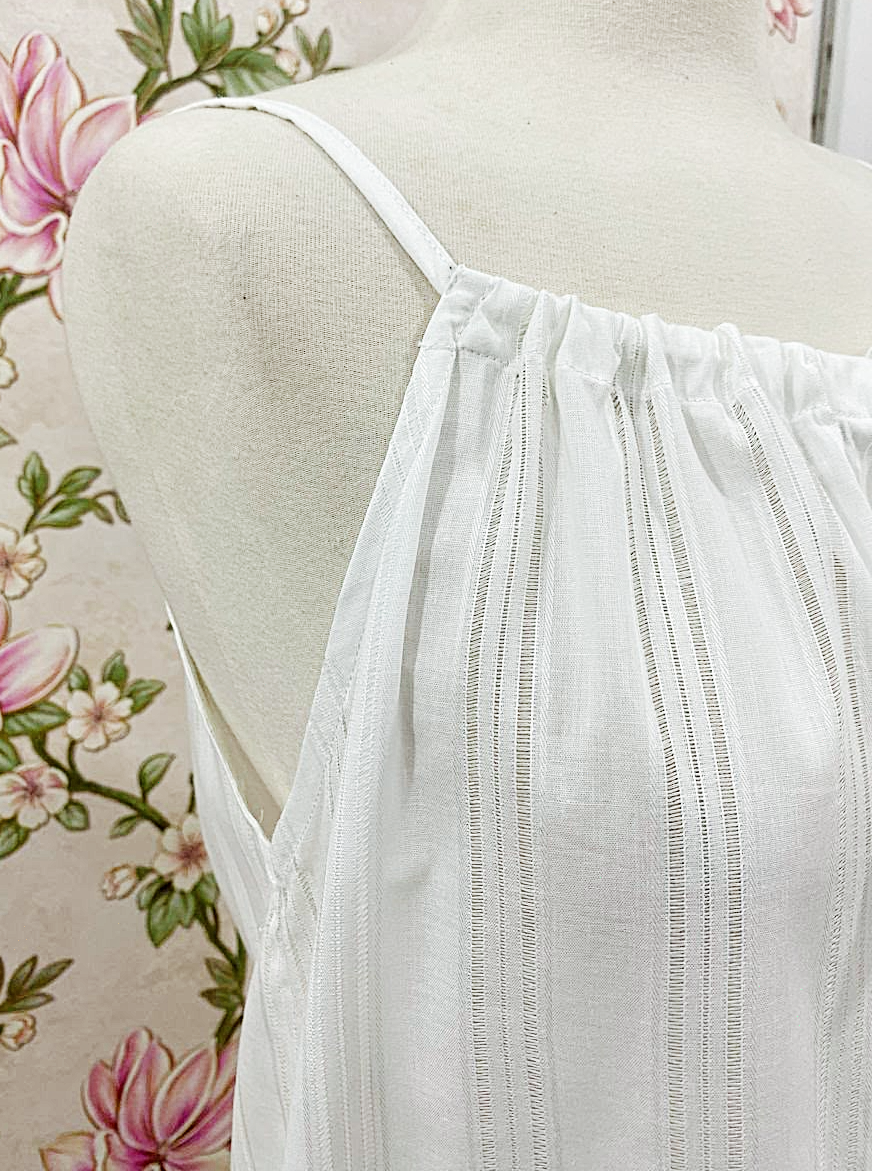SoieRose 100% Cotton Victorian Sleeveless Cottagecore Nightgown - SR-1301