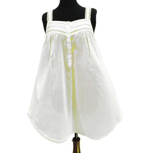 SoieRose 100% Cotton Victorian Sleeveless Nightgown - Ivory - SR-1070