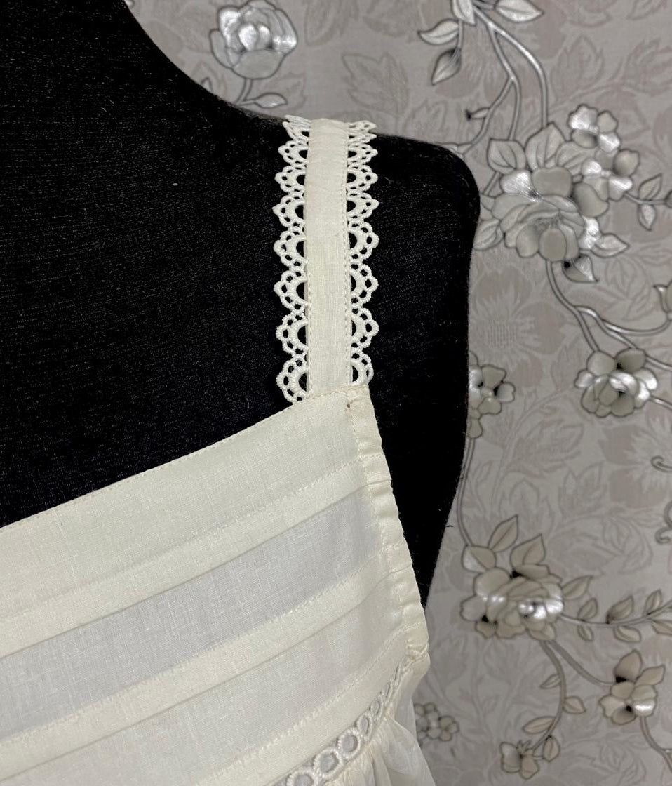 SoieRose 100% Cotton Victorian Sleeveless Nightgown - Ivory - SR-1070