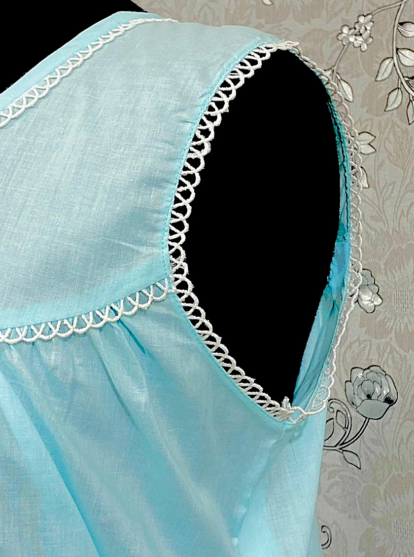 SoieRose 100% Cotton Victorian Sleeveless Ruffle Hem Nightgown - SR-1151