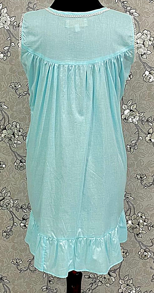 SoieRose 100% Cotton Victorian Sleeveless Ruffle Hem Nightgown - SR-1151