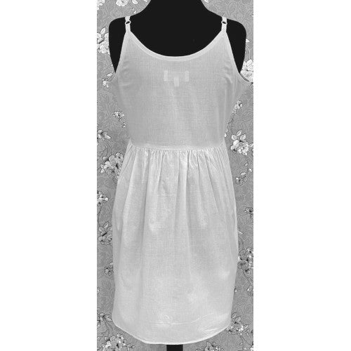 SoieRose 100% Cotton Victorian Spaghetti Strap Nightgown - Sleek Fit - White - SR1122
