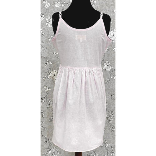 SoieRose 100% Cotton Victorian Spaghetti Strap Nightgown - Sleek Fit - Pale Pink - SR1125