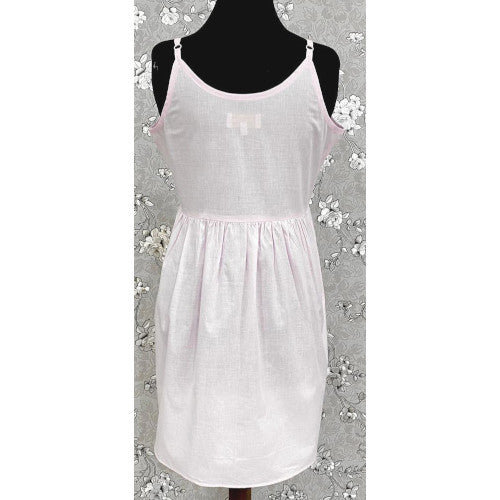 SoieRose 100% Cotton Victorian Spaghetti Strap Nightgown - Sleek Fit - Pale Pink - SR1125